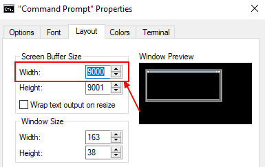 Terminal Width Size